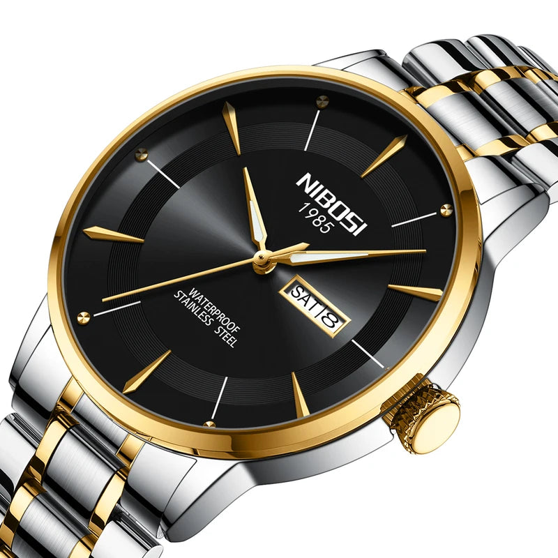 Luxury Quartz Men’s Waterproof Luminous Watch with Date & Week Display