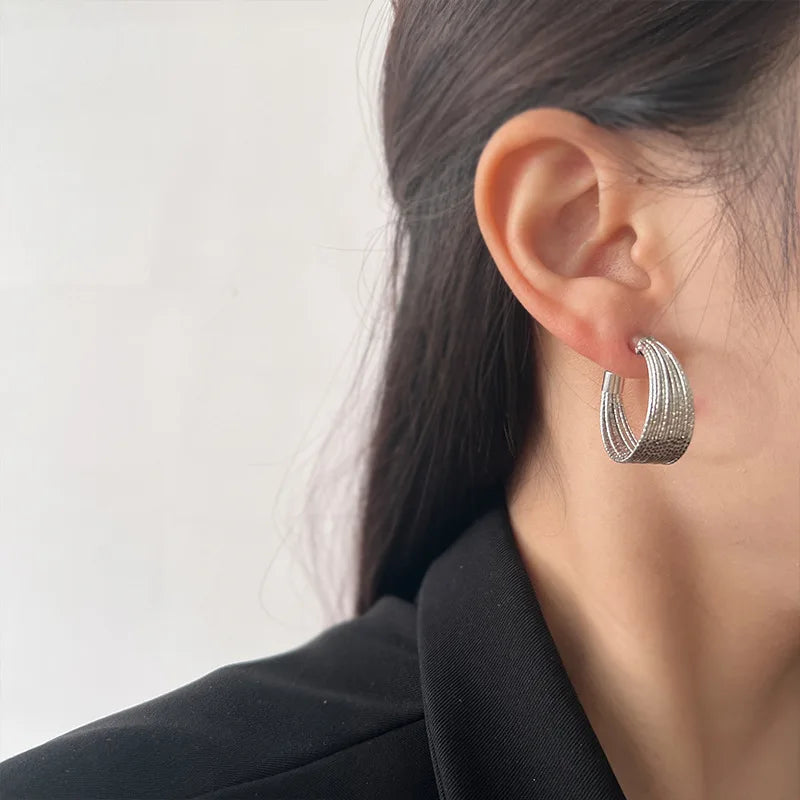 Elegant Multilayer Stud Earrings for Women - Retro Fashion Jewelry, Party Gift