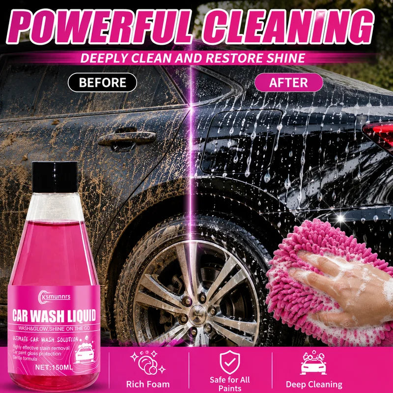 All-in-One Car Wash Wax - Pink Foam Shampoo for Cars Boats RVs