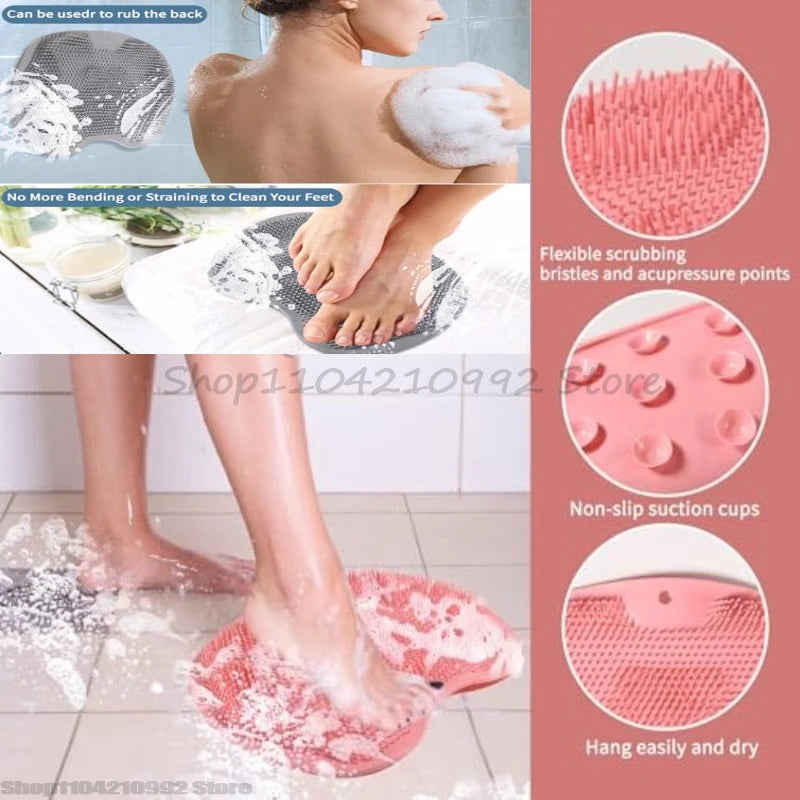 Silicone Massage Foot Pad Shower Mat with Non-Slip Sucker Bathroom Accessory