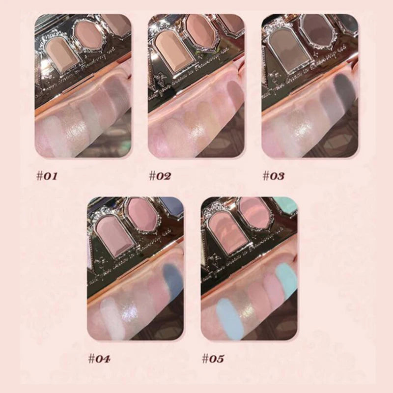 Vegan Glitter Eyeshadow Palette - 5 Color Creamy, Waterproof, Long-Lasting