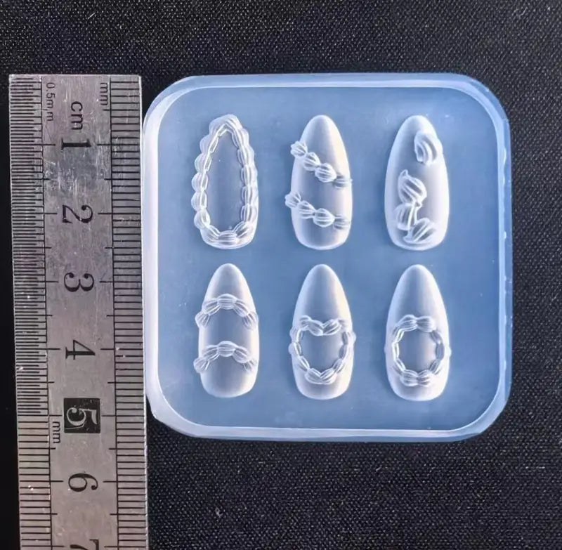 Silicone Nail Mold Heart Lace Design for DIY Nail Art - Multiple Colors