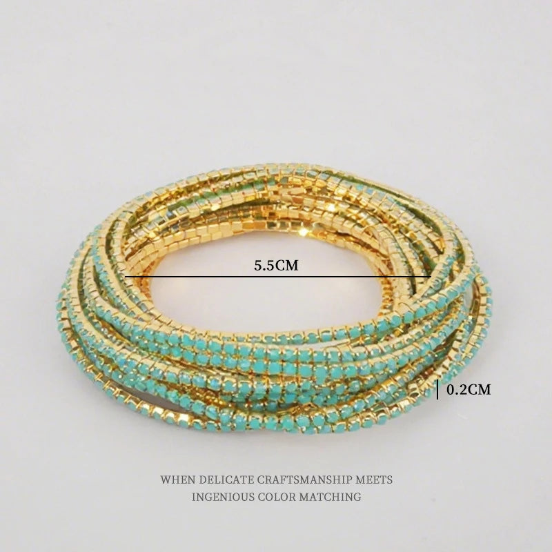 6-Pack Elastic Beaded Bracelets Set for Women Stackable Jewelry, Gold Colors