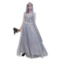 Women Halloween Dead Bride Costume Corset Dress & Veil Set for Cosplay