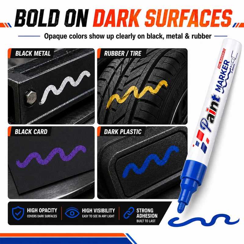 Oil Based Paint Markers Waterproof Permanent Metal Glass Stone DIY Outlining Pen Set
