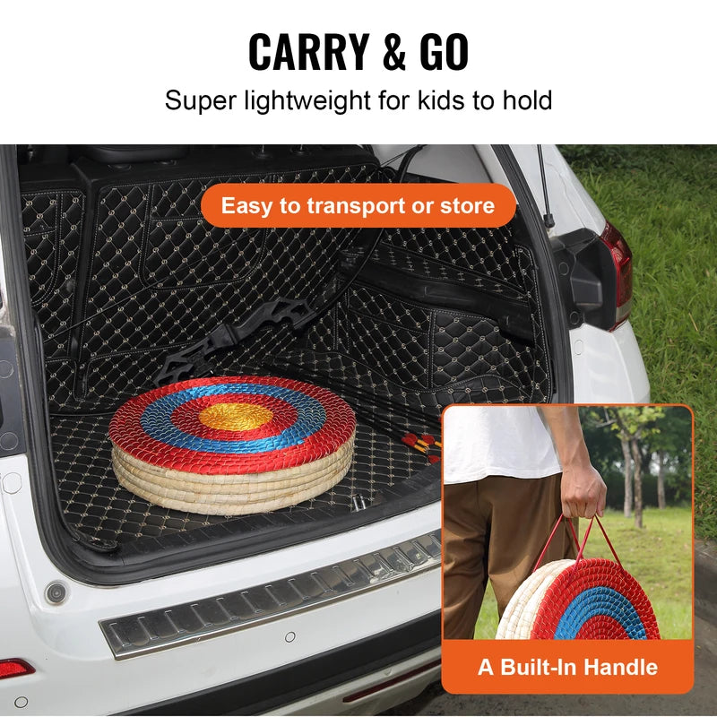 20-Inch Traditional Straw Archery Target with Colored Rope for Shooting Practice