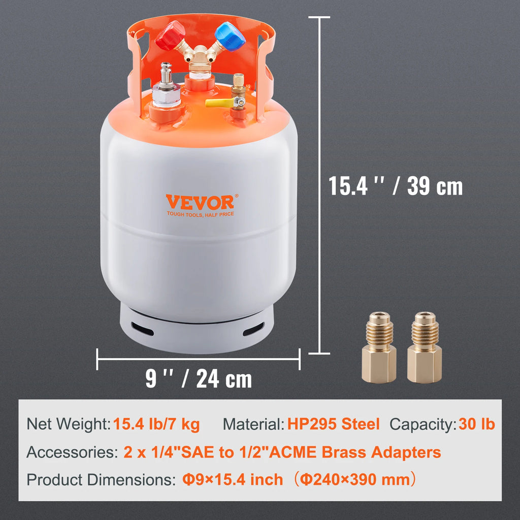 30 lbs Refrigerant Recovery Tank with Float Switch for All Refrigerants HVAC Tool