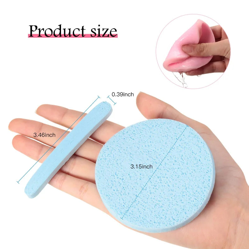 12-Pack Compressed Facial Sponges for Cleansing and Makeup Removal - Soft Exfoliating Pads