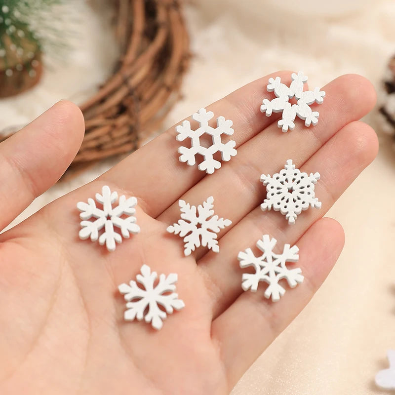 Wooden Snowflakes Christmas Ornaments DIY Craft Decor Set - 50 or 100 pcs