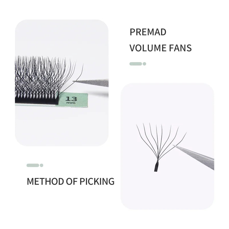 Premade Volume Eyelash Extensions Fans Clover W Style Soft Mink Natural Look