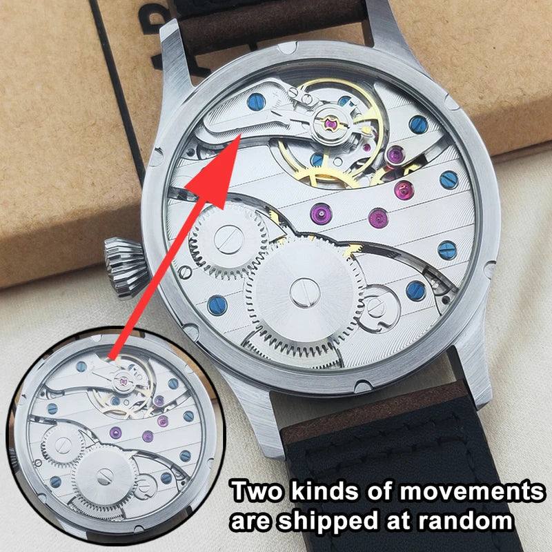 Luxury Sapphire Glass Men's Mechanical Watch 42mm Water Resistant Leather Strap