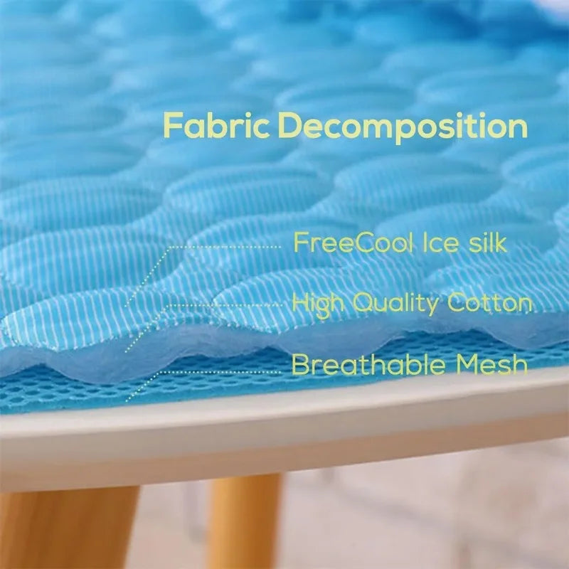 Cooling Pet Mat for Dogs and Cats - Self-Cooling Ice Silk Bed for Summer Comfort