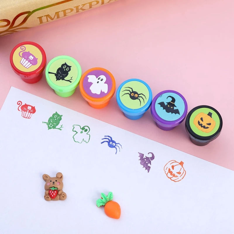 Halloween Party Toy Set - 12/24 Cartoon Pumpkin Bat Seal Kids Favor Gifts