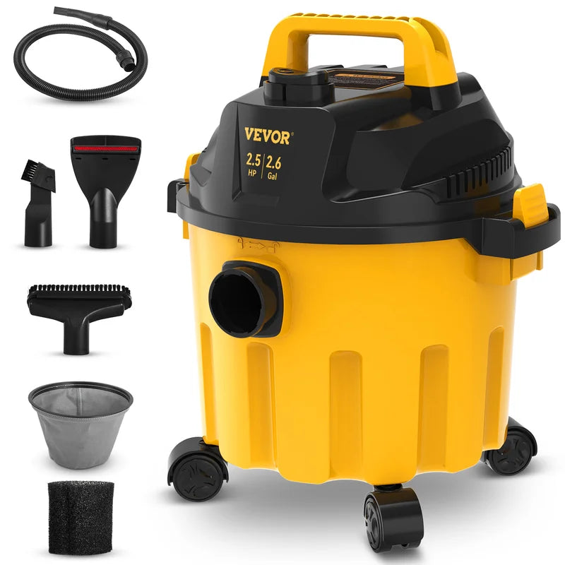 Portable Wet Dry Shop Vacuum 2.6 Gallon 2.5 Peak HP with Blowing Function