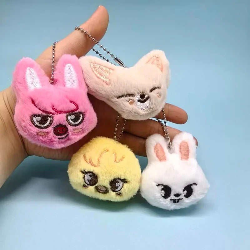 8pcs Cute Animal Plush Keychain Set - Mini Cartoon Stuffed Animal Pendants