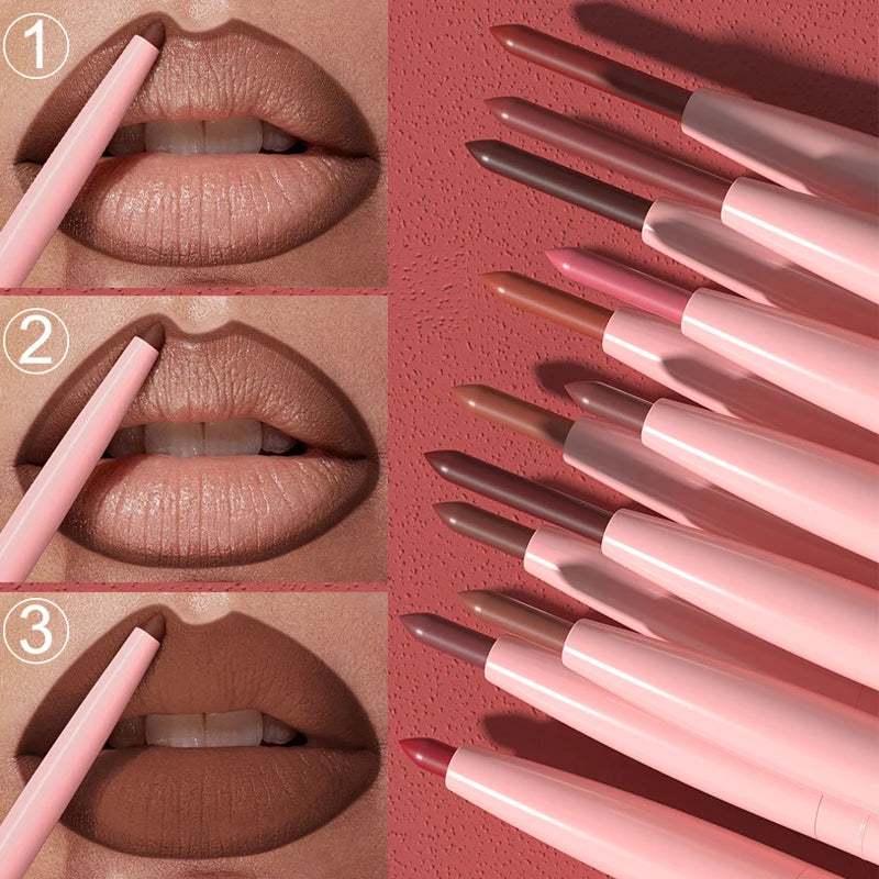 Matte Lipliner Pencil Waterproof Non-stick Lip Contour for Natural Makeup
