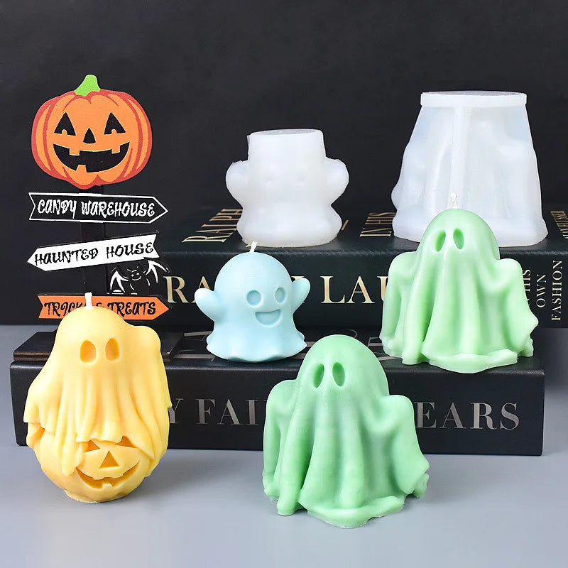 Halloween Ghost Candle Mold for DIY Pumpkin and Ghost Decorations, Silicone Craft Kit