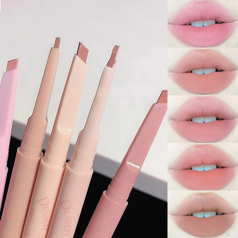 Waterproof Lip Liner Pencil - Automatic Rotating, Long-Lasting, No Color Outline