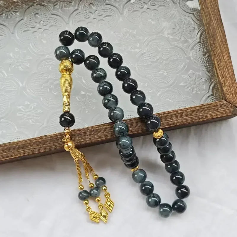 Glass Tassel Prayer Beads Bracelet 10mm Islamic Rosary Jewelry for Women