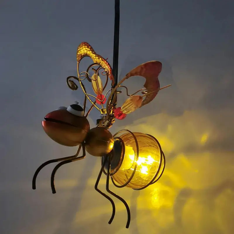 Solar Garden Insect Lantern with LED Fairy Lights - Outdoor Yard Decor