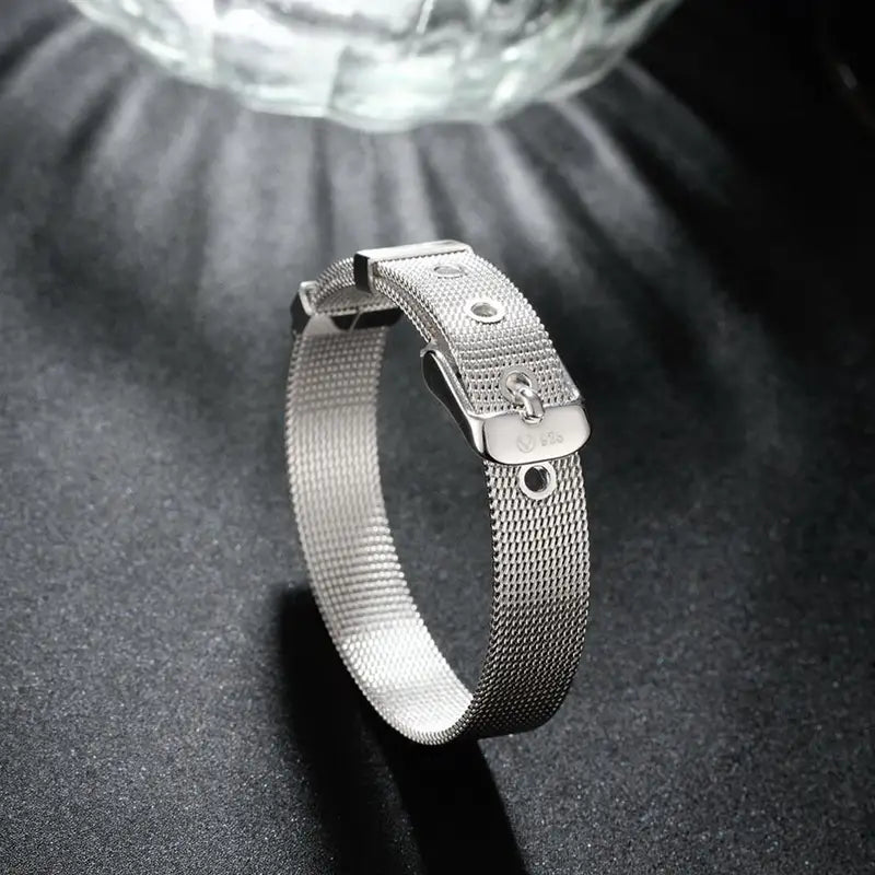 Luxury Sterling Silver Jewelry Watchband Chain Bracelet for Women - Wedding & Party Gift