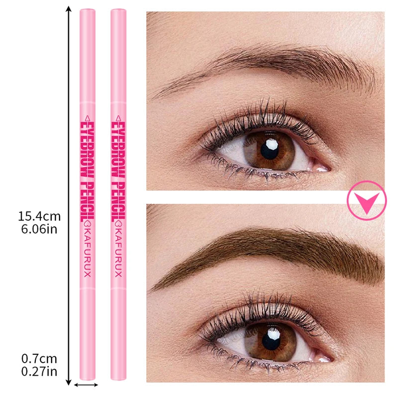 Double Headed Rotatable Eyebrow Pencil with Brush Waterproof & Long-Wear