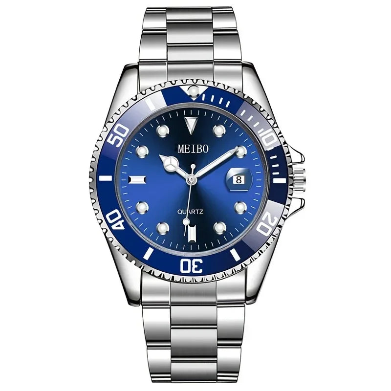 Men's Luxury Waterproof Automatic Luminous Watch with Silver Stainless Steel Bezel
