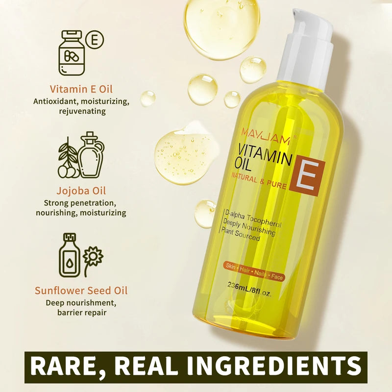 Natural Vitamin E Oil for Skin Hair Nails Moisturizing Brightening 118ml 236ml