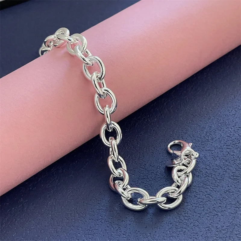 925 Sterling Silver Chain Bracelet with Buckle for Women - Elegant Jewelry Gift