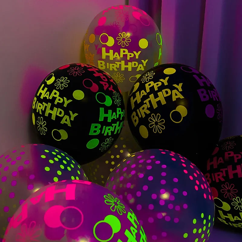 Glow in The Dark Fluorescent Latex Balloons for Birthday & Wedding Parties - 60/10pcs