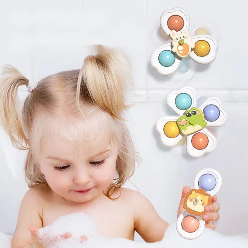 3-Pack Suction Cup Spinner Toys for Baby Bath Sensory Play & Stress Relief