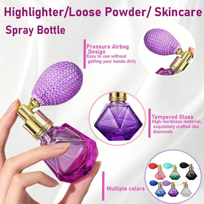 Elegant Diamond-Shaped Glass Spray Bottle for Perfume and Cosmetics - Multi-Color Refillable Mist Container