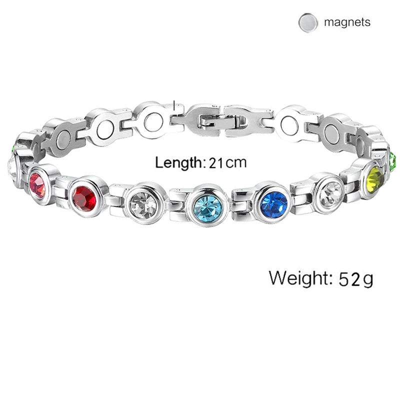 Luxury Cubic Zirconia Bracelet for Women - Energy & Magnetic Therapy Jewelry