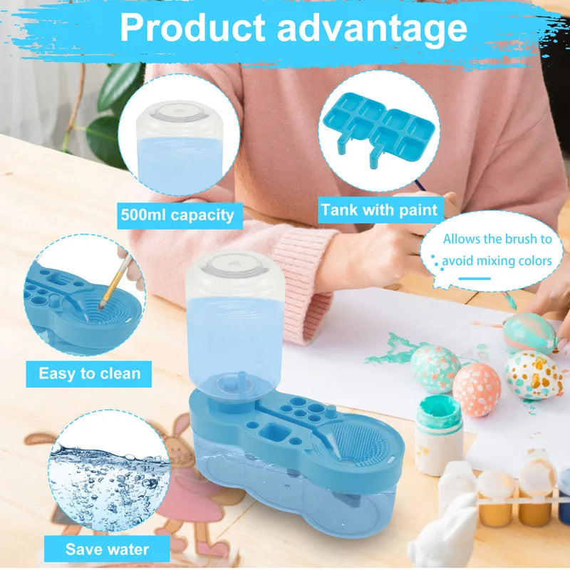 Automatic Paint Brush Washer with Drain Button Water Circulation Art Cleaning Tool