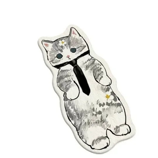 Cute Cartoon Cat Floor Mat for Living Room Bedroom Bedside Absorbent Blanket