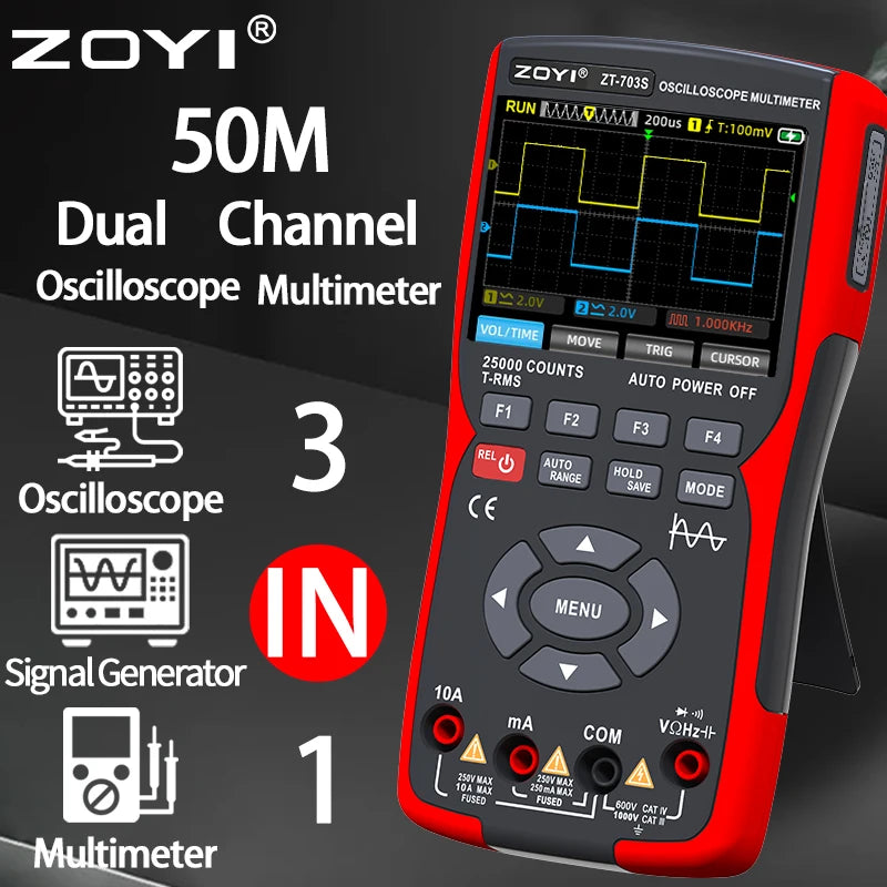 Dual-Channel Oscilloscope Multimeter Signal Generator - High Precision Multi-Instrument