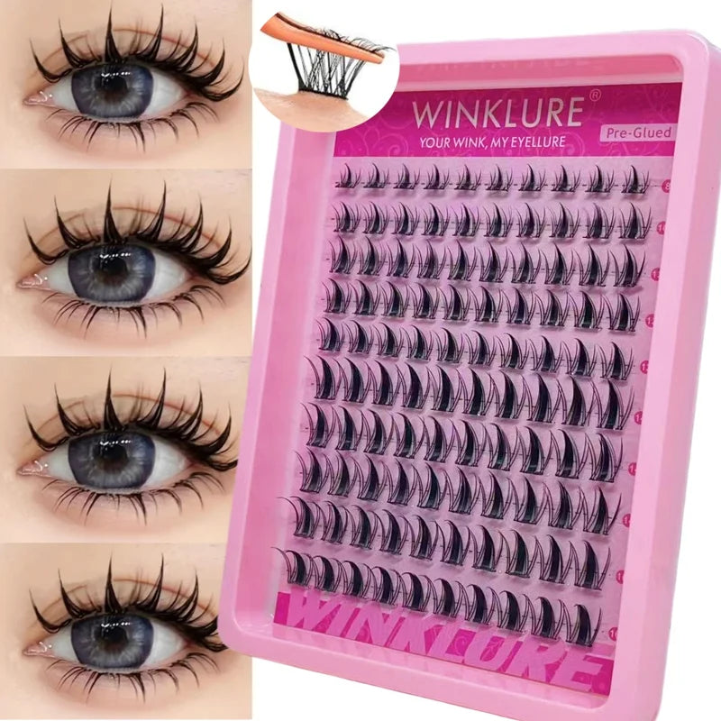 Self-Adhesive Eyelash Clusters - Reusable Wispy Press-On False Lashes