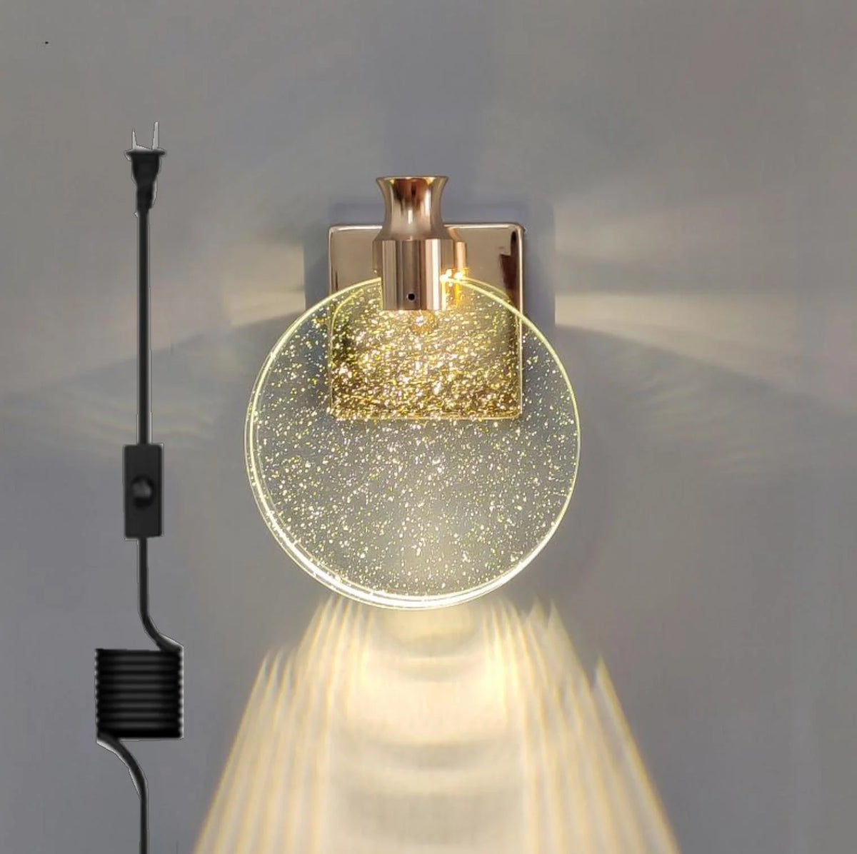 Crystal Wall Lamp LED Modern Lighting Fixture with Glass and Gold Finish
