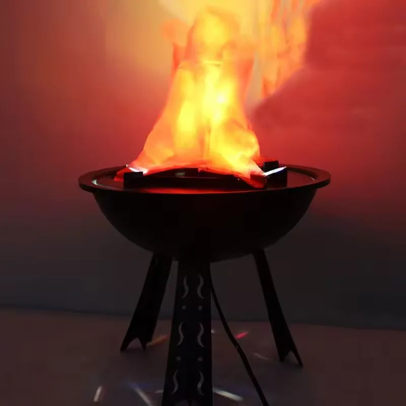 Halloween Fake Flame Lighting Prop - Haunted House Fire Basin with LED Flames