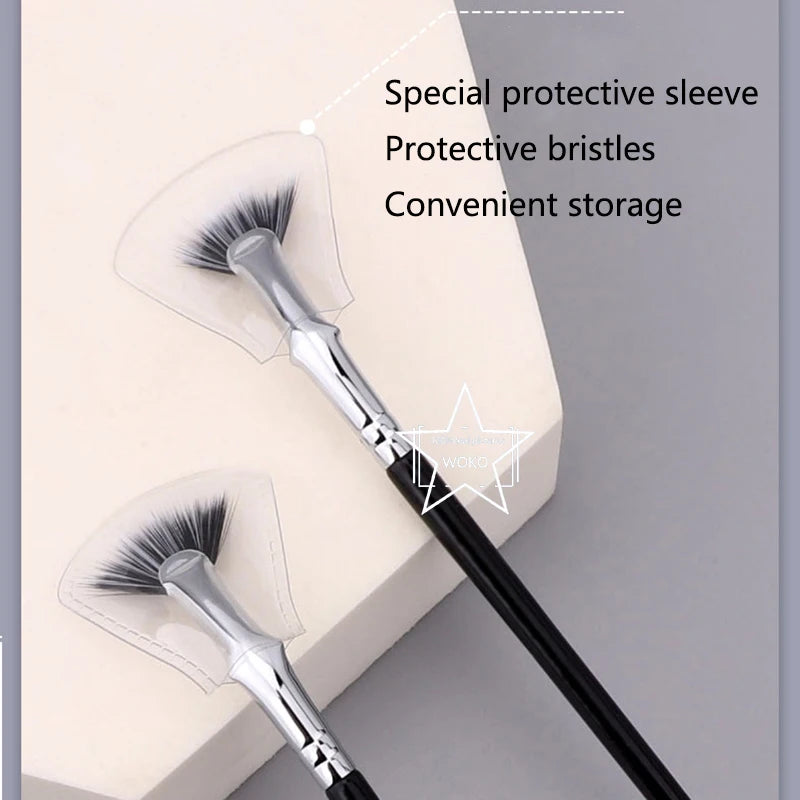 Eyelash Fan Brush for Lash Extension & Makeup - Small Bent Fan Eyelash Tool