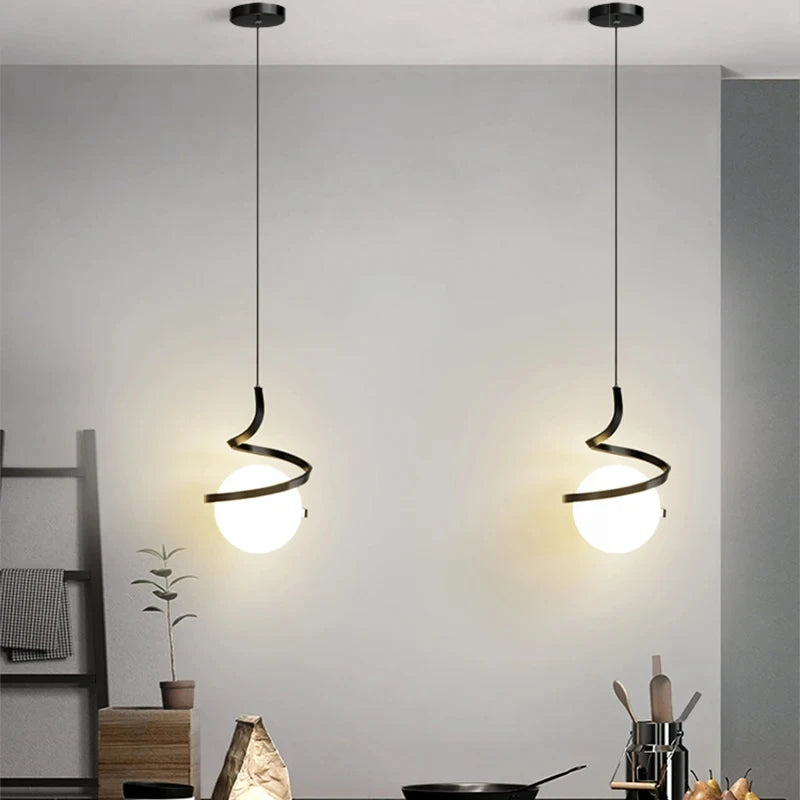 Modern LED Pendant Light Fixture for Indoor Home Lighting, Glass Hanging Lamp for Dining Kitchen Bedroom