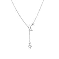 Simple Moon & Star Pendant Choker Necklace for Women Gold or Red-Brown Alloy Jewelry