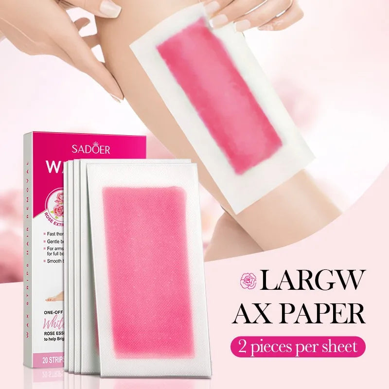 Cold Wax Strips for Body Hair Removal - 10 Pieces / 20 Sides, Gentle & Safe