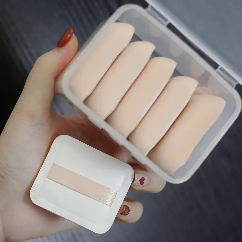 5pcs Portable Makeup Powder Puff Set Drop Shape Blenders for Travel & Beauty