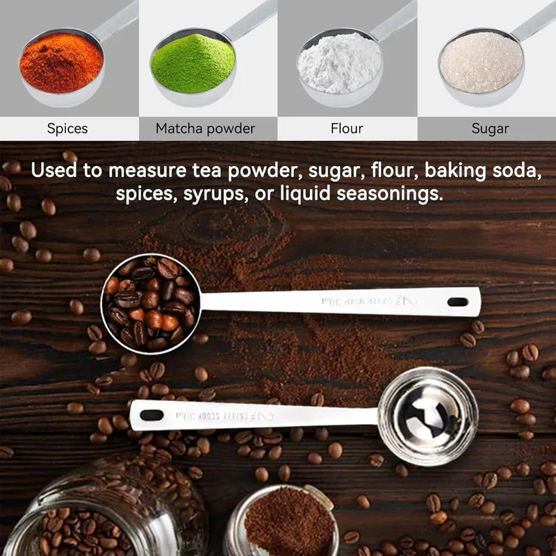 Stainless Steel Coffee Scoop with Long Handle - Measuring Spoon for Kitchen & Cafe