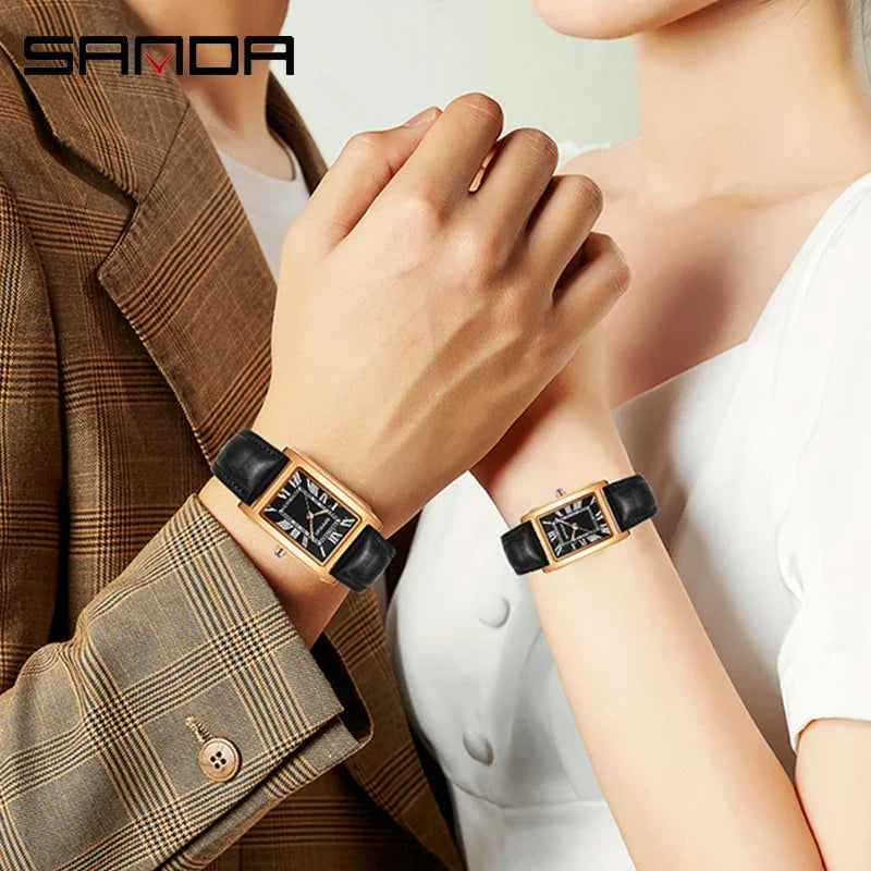 Luxury Square Dial Quartz Watch for Men Women Waterproof Sports Casual Accessory