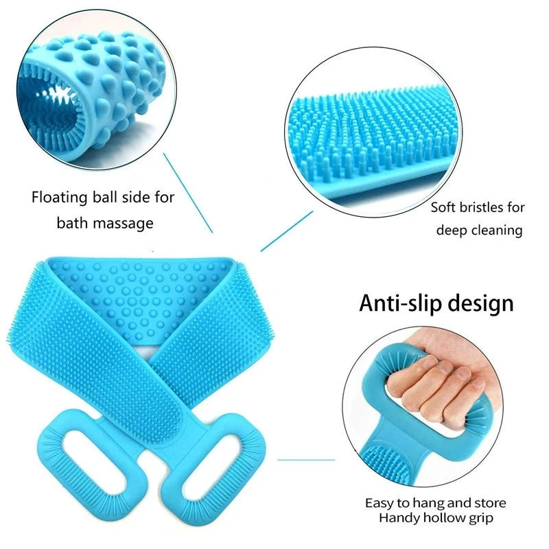 Silicone Body Scrubber Exfoliating Shower Back Brush Bath Sponge Clean Tool