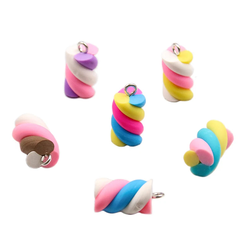 10Pcs 10x20mm Colored Cotton Candy Earring Charms Jewelry Findings Kit