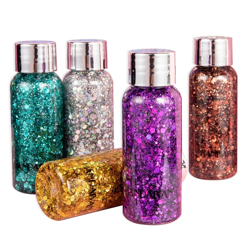 Multipurpose Body & Hair Glitter Gel - Waterproof Sparkling Sequin Makeup Decoration