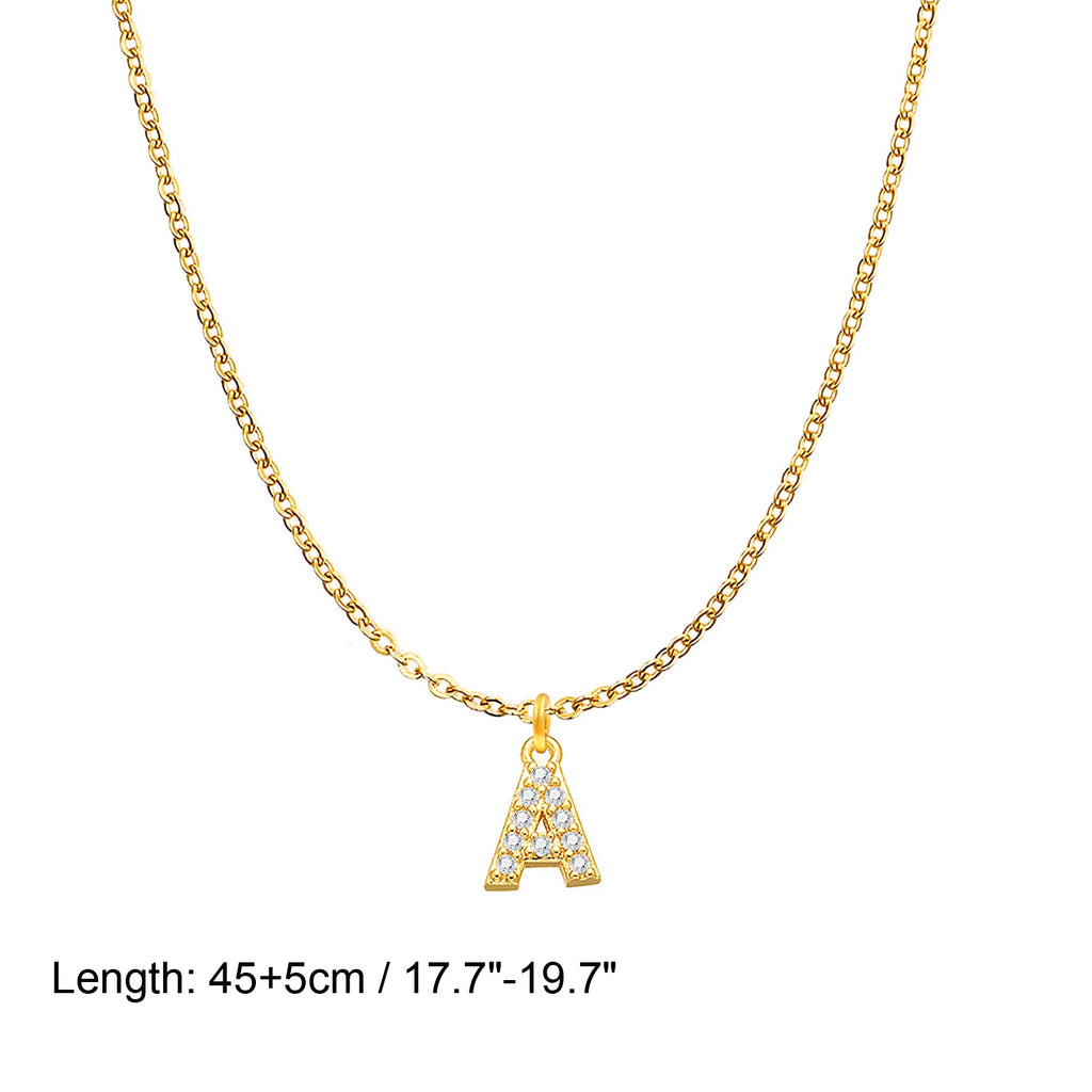 Initial Letter Necklace for Women with Zirconia Pendant - Gold, Silver, Rose & More